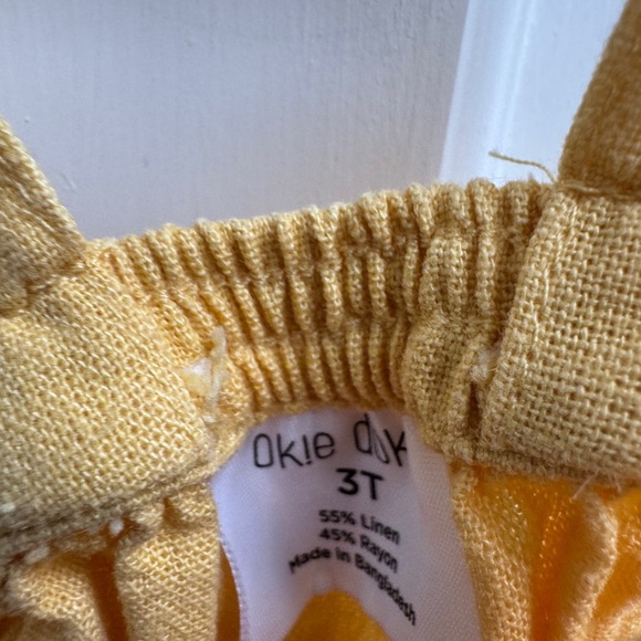 Okie Dokie 3T Girls Yellow Linen Blend Sleeveless Top Blouse - Picture 3 of 4